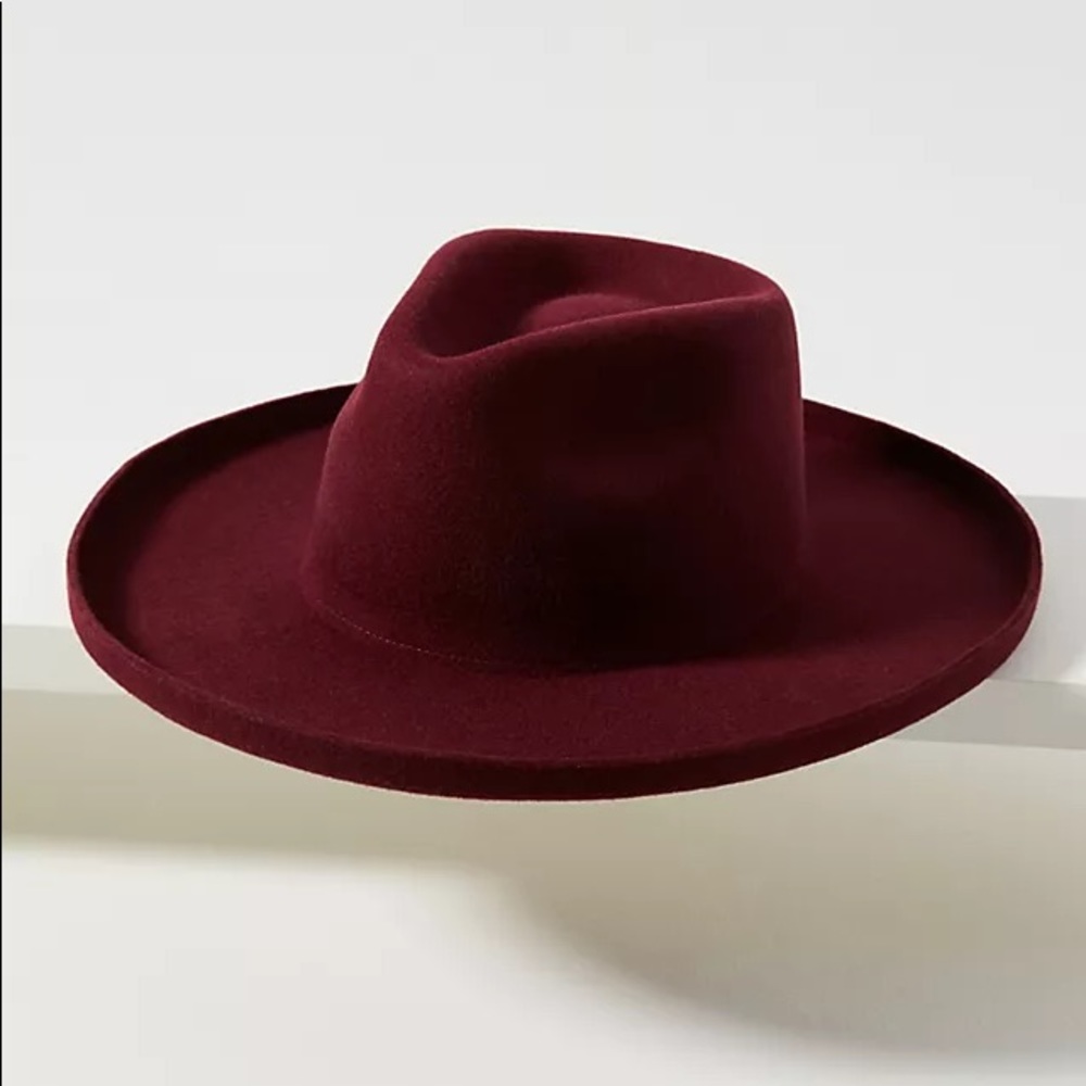 NWT Anthropologie Finley High-Crown Rancher Hat Red Burgundy